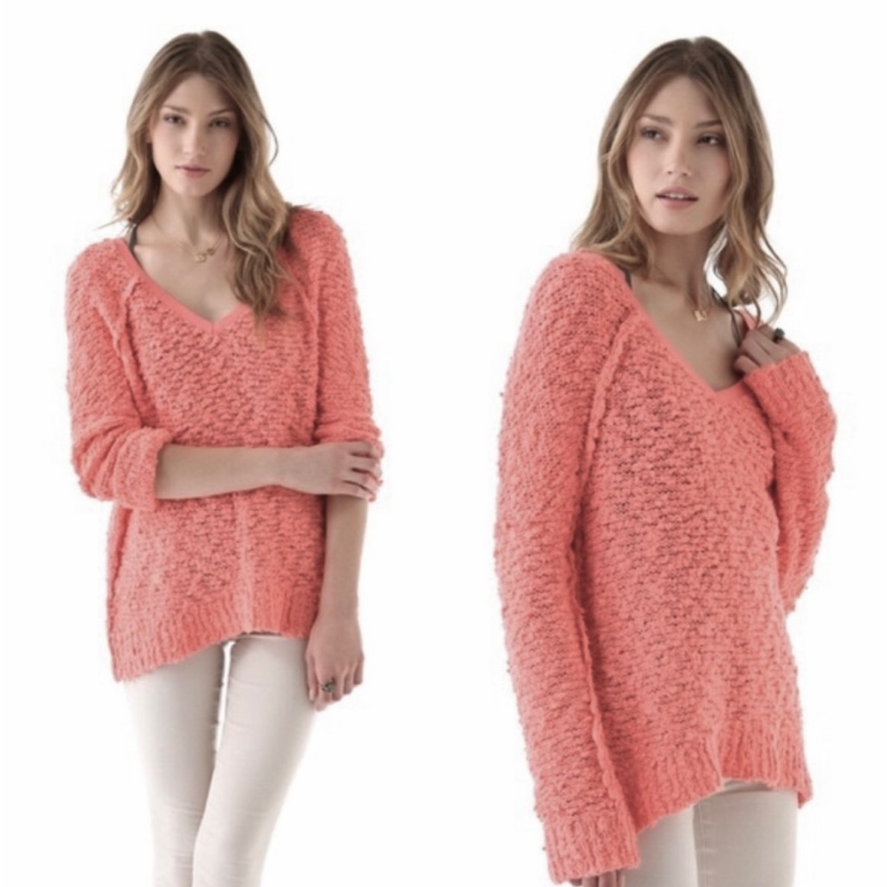 Free People Songbird Nubby Knit V-Neck Sweater